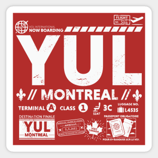 Vintage Montreal YUL Airport Code Travel Day Retro Travel Tag Canada B Sticker